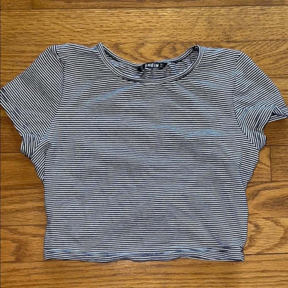 SHEIN Black and White Striped Women's Top